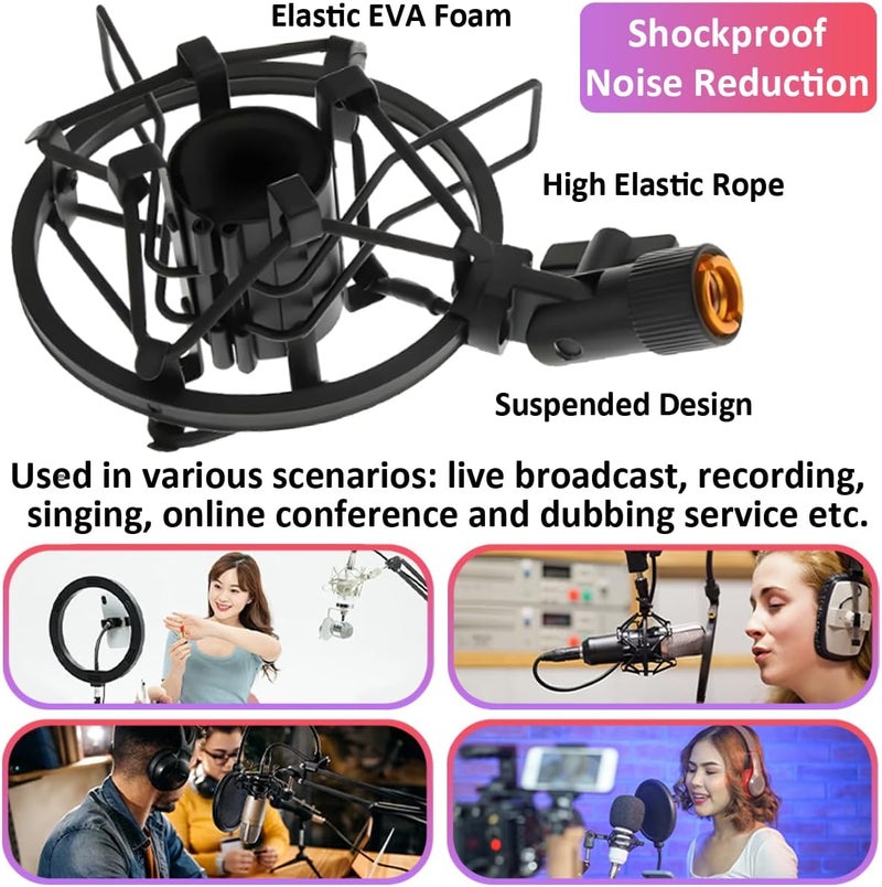 LKRXW 28-35mm Microphone Shock Mount Anti Vibration Mic Suspension Mount Aluminum Alloy Condenser Microphones Holder Clip with Metal Screw Adapter Isolation Absorber Studio - Image 3